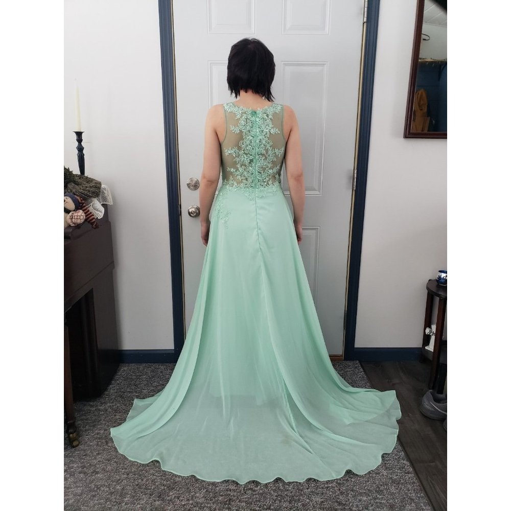 Green Prom‎ Gown with Sheer Bodice